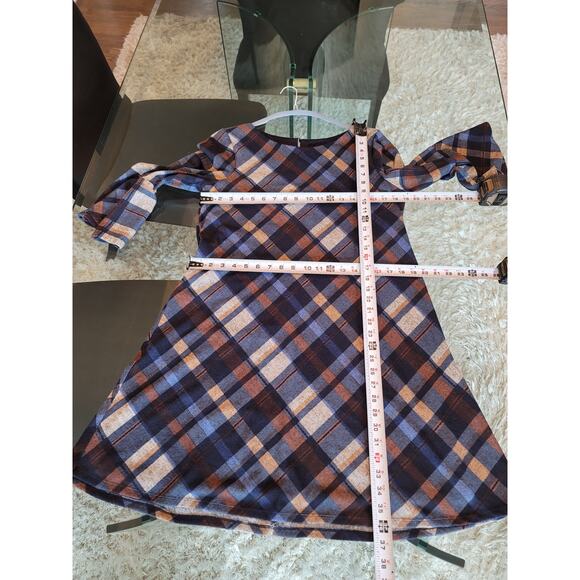 JH Women's Dress Large Multicolor Plaid Long Sleeve Bell Sleeve Casual - Picture 13 of 13